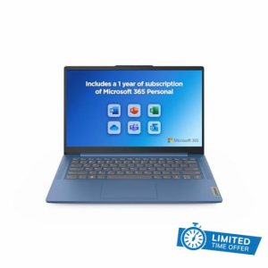 Lenovo IdeaPad Slim 3 | 14 inch Full HD Laptop | Intel N100 | 4GB RAM | 128GB SSD | Windows 11 Home in S mode | Microsoft 365 Personal | Abyss Blue
