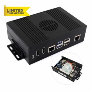 Waveshare Multi-Functional All-In-One Mini-Computer Kit A for Raspberry Pi 5 Aluminum Alloy Case with PCIe to Gigabit ETH Adapter Board Supports PCIe Extending To Gigabit Ethernet Po
