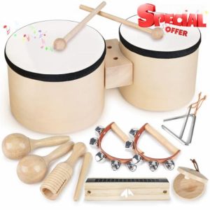 Toddler Toys Musical Instruments Kids Drum Kit Baby Drum Wooden Toys Musical Toys Gifts for 3 4 5 Years Old Girls Boys