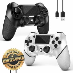 AceGamer 2 Pack Wireless Controller for PS4,Game Controller for PS4/Pro/Slim/PC,Gamepad Joystick with Turbo/Back Button/Dual Vibration/6-Axis Gyro Sensor/Touch Panel (Black and White)