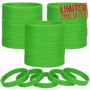 LVNRIDS 100 pcs Green Blank Silicone Wristbands for Kid