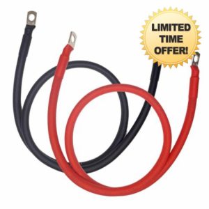 100cm Battery Leads - Pair Red & Black - 35mm² (2 AWG) - 12V