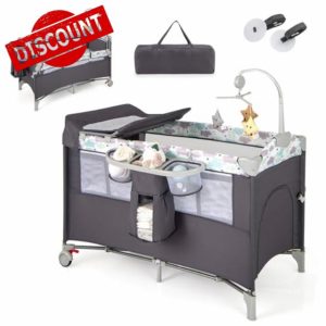 GYMAX 5 in 1 Folding Travel Cot