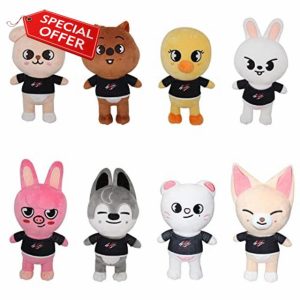 Kralabre Skzoo Plushies Stray Kids Plush Toys Set 8 Inches Cute Stuffed Animals Toy Gift Ideas for Boys and Girls (sk black 8pcs)