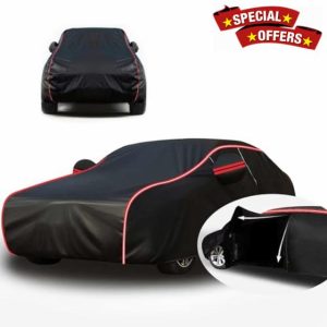 Car Cover for Nissan Juke 2005-2024 Car Cover Waterproof Dustproof UV Resistant With Reflective Strips Car Tarpaulin Full Car Cover(Black/red)