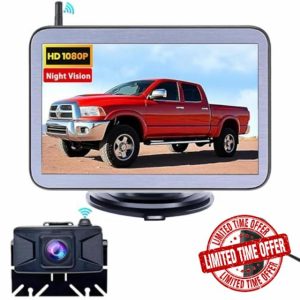 Digital Wireless AHD Reversing Camera Kit with 5‘’ LCD Monitor - HD 1080P Clear Image Reversing Camera for Cars and Vans No Latency IP68 Waterproof Night Vision