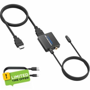 CAMWAY HDMI ARC Audio Extractor ARC to Optical/Coaxial Audio Splitter Supports 192 KHz Audio for TV to Speaker AV Amplifier Enhance Audio Experience(Not for HDMI eARC TV)