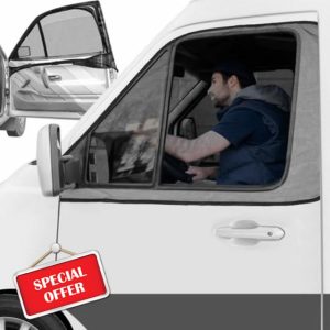 Yahenda Van Window Bug Screen 47 x 33 Inches Sun Protection Net Breathable Mesh Car Window Covers Car Shades for Front Windows Magnetic Suction Ventilation Privacy Protection for Van SUV