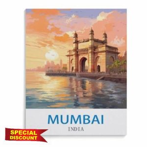 BEAYODKP Paint by Numbers for Adults，Mumbai India Vintage Travel Poster，Canvas Adults' Paint by Number Kits on Canvas DIY Oil Painting by Numbers for Adults(50x60cm)-D71