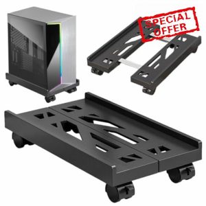 SPORWAY CPU Stand PC Stand: Computer Holder Universal Adjustable CPU Stand with 4 Wheels