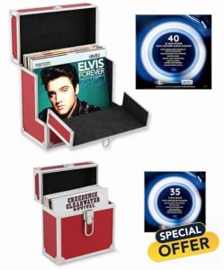 Retro musique Aluminium 12" Vinyl Record Storage Case include 40 Vinyl Record Outer Sleeves and 7" Vinyl Record EP Storage Case include 35 Vinyl Record Outer Sleeves (Red)