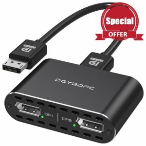 DGYBDFC Displayport to Dual Displayport Adapter 4K120Hz DP to 2 DP Splitter 1 In 2 Out Multi Stream Transport Hub for Windows/Vista/XP and macOS etc. (macOS Only Support SST Mode)