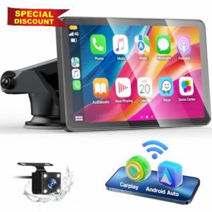 HOTPEAK Wireless Car Stereo for Apple Carplay with Rear Camera