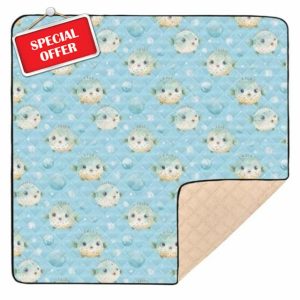 Blue Puffer Fish Pattern Baby Play Mat for Floor