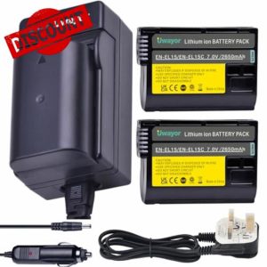Uwayor EN-EL15C Camera Battery Charger Set Replacement Battery Kit USB for Nikon Z5 Z6 II D780 D850 D750 D800 D800E D810 D810A D7100 D7200 Digital Camera