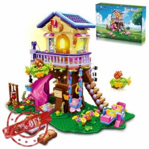 CUBIMANA Treehouse Building Sets with LED Light - Tree House Building Block Toy