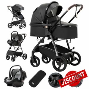 Gcarebb PU Leather 3 in 1 Pram