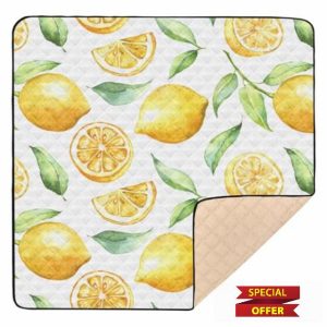 Watercolor Pattern Lemons Yellow Soft Foam Baby Activity Play Mat for Indoor Outdoor Lightweight Activity Entertainment Mat for Baby Toddler Infant