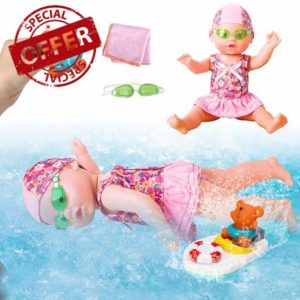 xwin sportseries Interactive Swimming Doll with Bear Bath Toy Set for Kids | Auto-Swim Doll with Water-Spraying Bear | Waterproof Bath Time Toys with Towel and Accessories for Toddlers