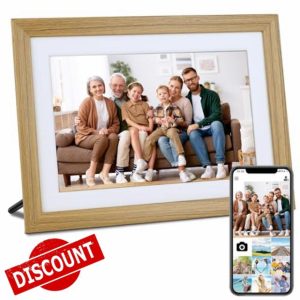 Veidoo 10.1 inch Smart Cloud Wooden Digital Picture Frame