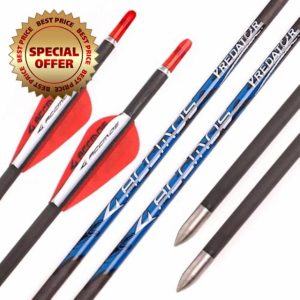 PHILOCS 12pc Carbon Arrows ID 4.2mm Red White Feather Arrow Spine 300 350 400 500 600 700 800 900 1000 Hunting Practice Arrow for Compound Bow Recurve Bow Archery