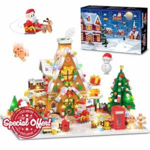 INSOON Advent Calendar 2024 Gingerbread House Building Set with LED Light - 24 Day Christmas Count Down Mini Building Block 1763PCS