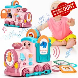 Hahaland 24-In-1 Top Early Learning Montessori Musical Train Toy for Toddlers Aged 1-4 Years – Bilingual Learning