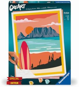 Ravensburger 23898 CreArt-Paint by Numbers 23898-Sunset at The Beach-from 12 Years