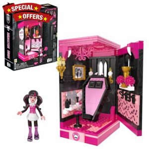 MEGA Monster High Action Figure Building Set Draculaura's Boo-k Crypt with 301 Pieces