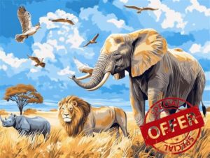 Paint by Numbers Kits for Adults Lion Paint by Numbers Rhino Painting by Numbers Kits on Canvas