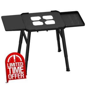 DUDSOEHO Grill Stand for Ninja Woodfire Outdoor Grill - Electric Outdoor BBQ Grill Height Adjustable Stand with Double Side Table