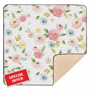 Flower Trendy White Soft Padded Baby Playmat for Floor Non-Toxic Kicking Mat for Babies Infants Toddlers