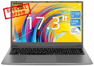 Naclud 17.3" Laptop 12GB RAM 512GB SSD Storage(TF Card 512GB)