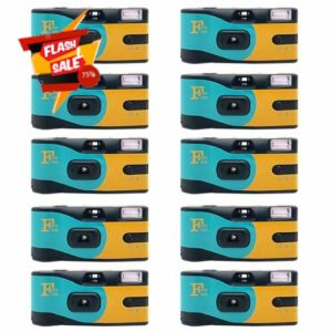 Fotofilm Pro Disposable Camera Single Use Film Ultramax 400 27 Exposure Flash - 10 Pack Bulk for Weddings