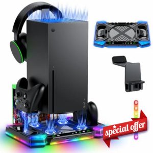 Upgraded RGB Cooling Fan Charging Stand for Xbox Series X: Accessories for Xbox X Console & Controller