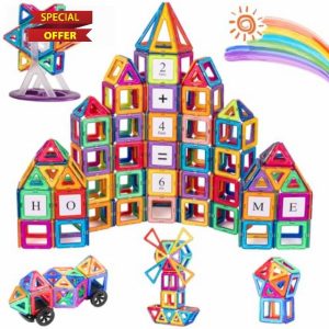 aaczly Magnetic Tiles for Kids 122PCS Magnetic Building Blocks Magnets for Kids Construction Toys Learning STEM Educational for 3+ Years Old Boys Girls Christmas Birthday Gifts
