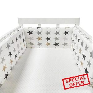 GYCF Crib Bumper Breathable Cotton Baby Cot Bumpers Padded Liner Crib Rail Cover 200x30CM Baby Crib Bumpe Protection Baby Cot Surrounds Bumper for Baby Boys Girls