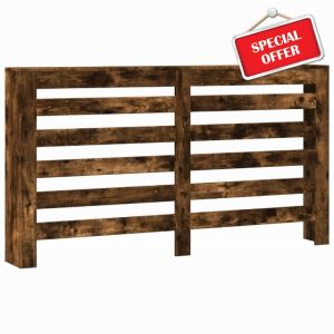 idaXL Radiator Cover/Heater Shelf - Smoked Oak Engineered Wood - Modern Slatted Design - Living Room Décor - 149x20x82 cm
