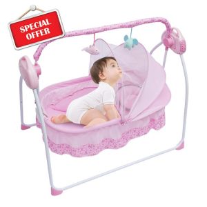 Loohacp Electric Baby Crib Cradle Music Infant Auto-Swing Bed Rocker 5-Speed Adjustable