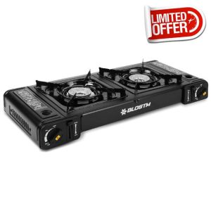 BLOSTM Portable Camping Gas Stove - Double Burner Camping Stove with Automatic Ignition System