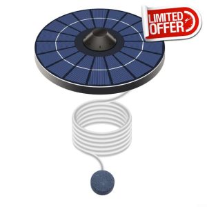 EXTRWORY Solar Powered Pond Aerator Oxygen Pump with Air Hose and Bubble Stone