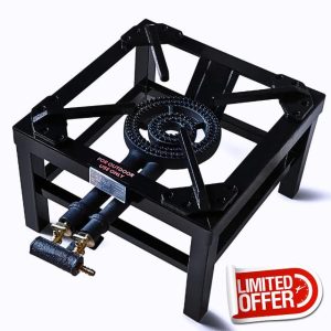 iBest UK Cast Iron Steel Catering Stove | Key Burners | Outdoor LPG Black Cooker (Double Key)