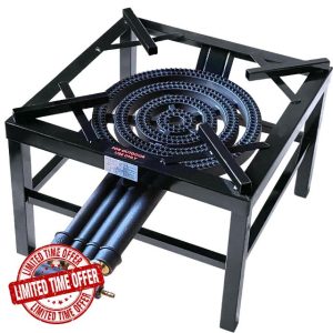 iBest UK Cast Iron Steel Catering Stove | Key Burners | Outdoor LPG Black Cooker (Four Keys)