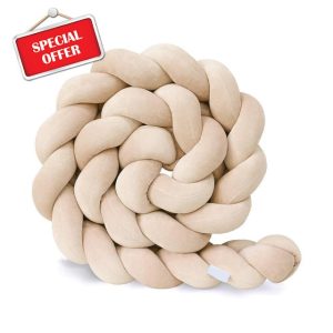 GYCF Braided Bed Snake Braided Cot Bumper Braided Pillows Knotted Crib Bumper Cot Surround Anti-collision Head Crib Bumper Soft Knotted Cushion Protector