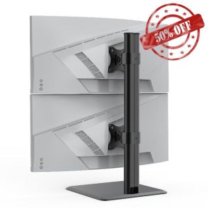 BEWISER Sturdy Dual Monitor Stand - Vertical Heavy Duty Monitor Riser Fits Two 17 to 49 Inch Screen with Swivel