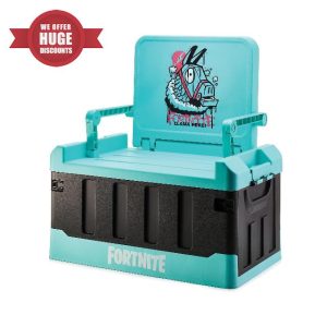 Numskull Fortnite 2-in-1 Toy Storage Box & Folding Chair - Gaming Accessory Organizer with lid and handles for Family Rooms