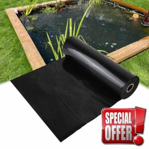 Pond Liner Garden Flexible Pond Membrane HDPE 2x2m 2x3.0m 3x3.0m 5x5m 6x8m Heavy Duty Outdoor Tarpaulin for Fish Pond Fountains Streams Wildlife Waterfall Impermeable Liner(Size:5x5M)