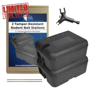 2 Tamper-Resistant Rodent Bait Stations - Twin Pack of Heavy Duty Rat Boxes