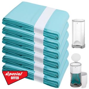 Pack of 6 Nappy Bin Refill Film Compatible with Korbell: 16L Refill Bag Refill Film Nappy Bin Bin Bag Nappy Bag Odour-Proof Blue