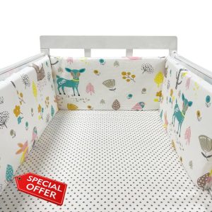 GYCF Crib Bumper Breathable Cotton Baby Cot Bumpers Padded Liner Crib Rail Cover 200x30CM Baby Crib Bumpe Protection Baby Cot Surrounds Bumper for Baby Boys Girls